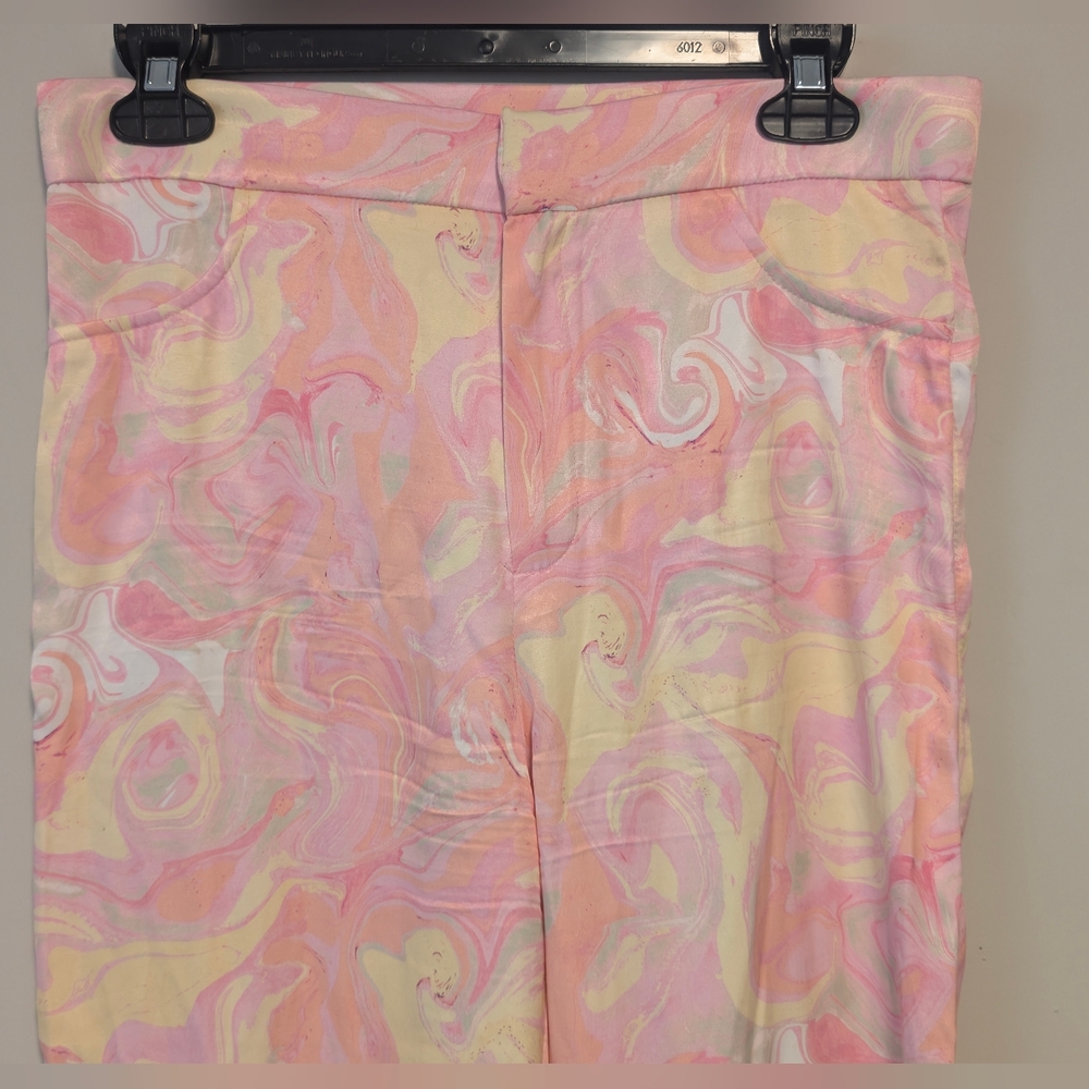 Zara Retro Womens Flare Pants With Flowers & Split Bottom Size Medium New No Tag - Picture 2 of 16
